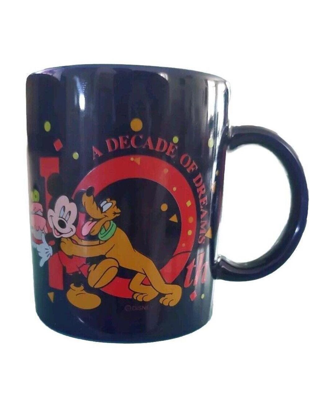 DISNEY Mickey Mouse & Pluto  A Decade of Dreams Mug  10th Anniversary  1997
